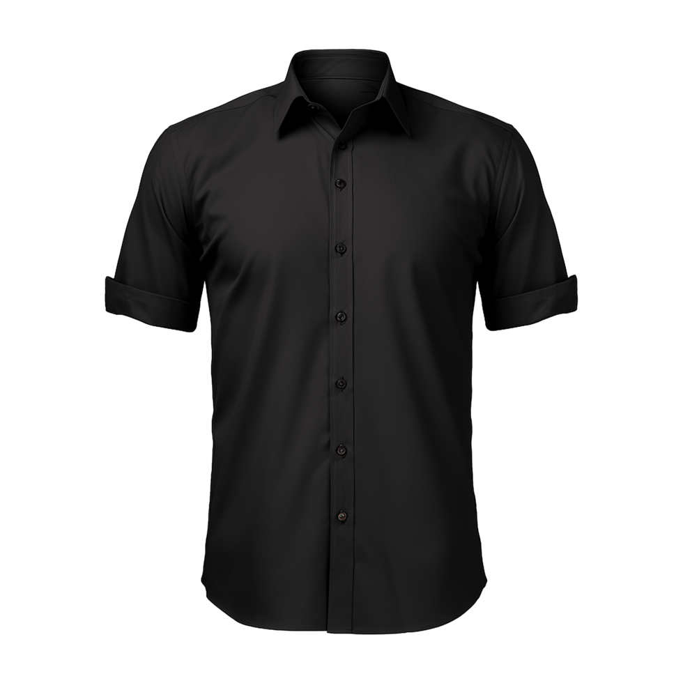 ai généré homme court manche noir chemise sur transparent Contexte png