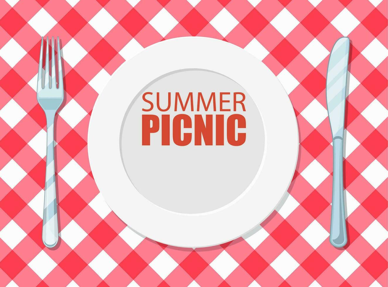 summer picnic design, invitation card, Banner, poster design template. Vector illustration in flat style