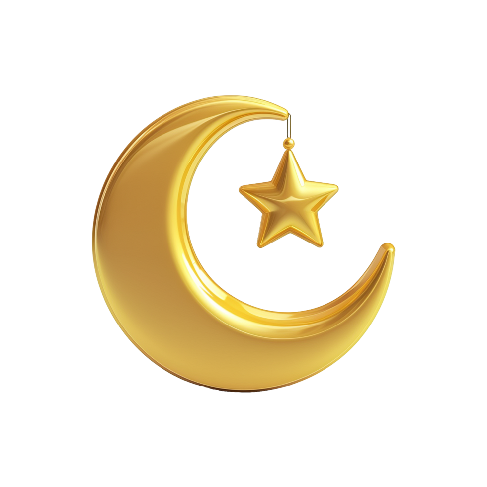 AI generated 3d render ramadan moon isolated on transparent background png