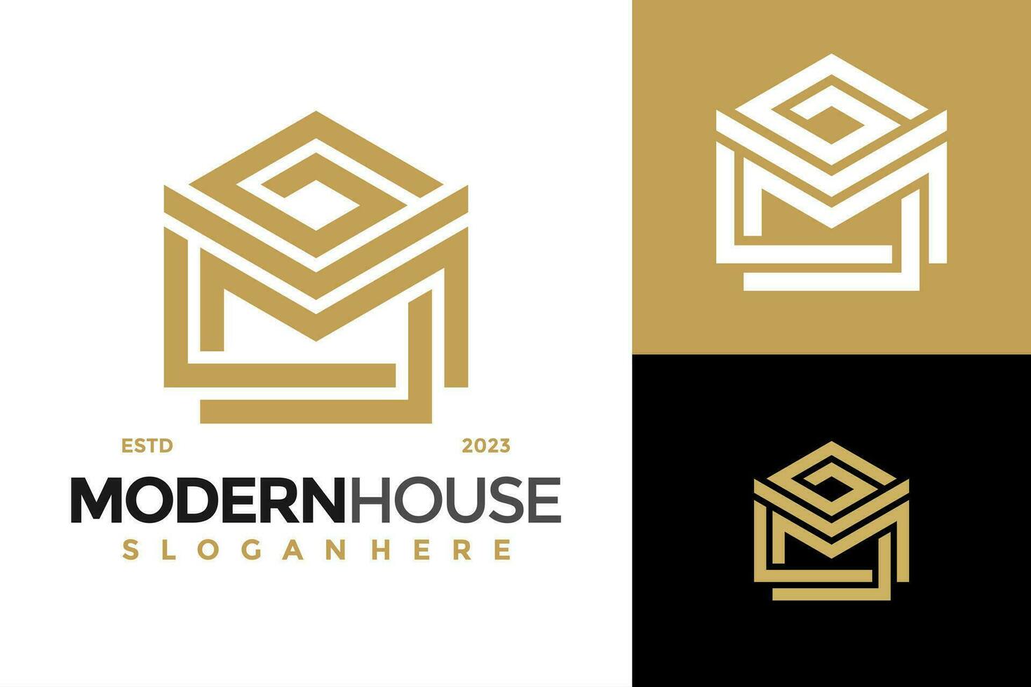Letter M Modern House Logo design vector symbol icon illustration