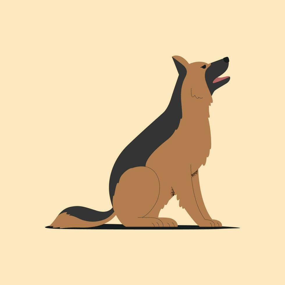 German shepherd dog. Vector illustration in flat style on light background.