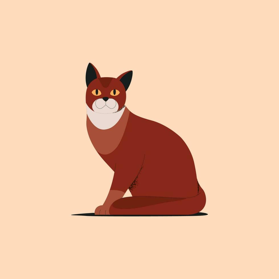 Cute cartoon cat sitting on the floor. Vector illustration in flat style