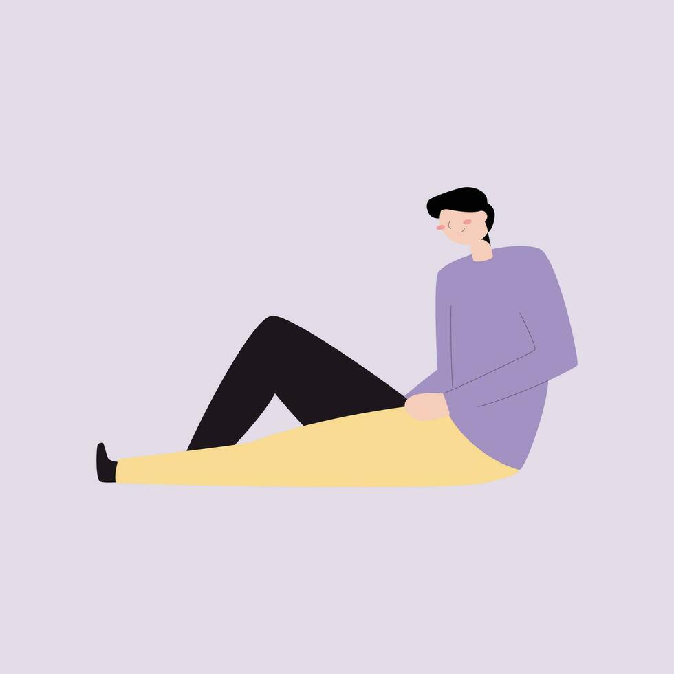 Man sitting on the floor. Vector illustration in a flat style.