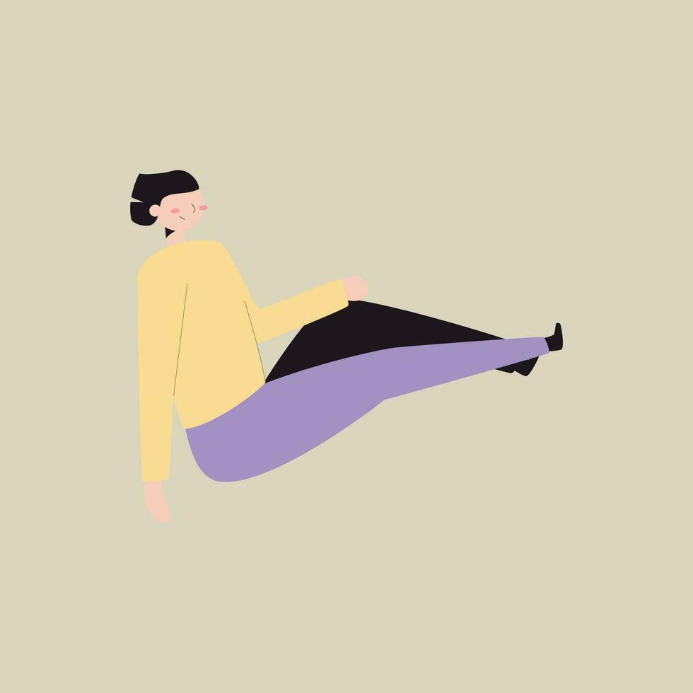 joven mujer acostado en el piso. vector ilustración en plano estilo.