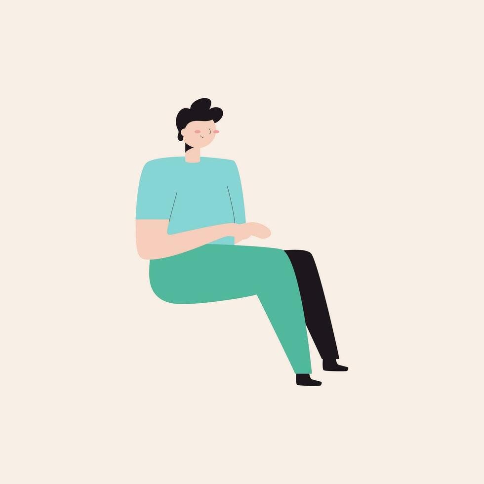 hombre sentado en el piso. vector ilustración en un plano estilo.