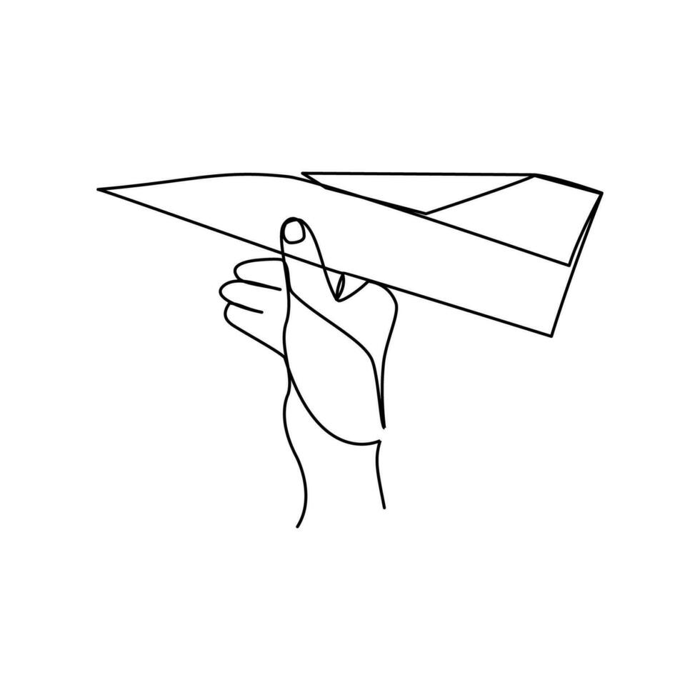 Plane drawn in line art style vector