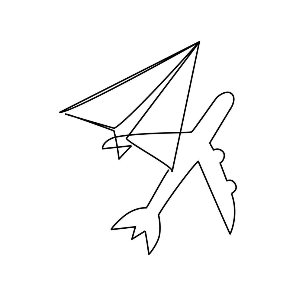 Plane drawn in line art style vector