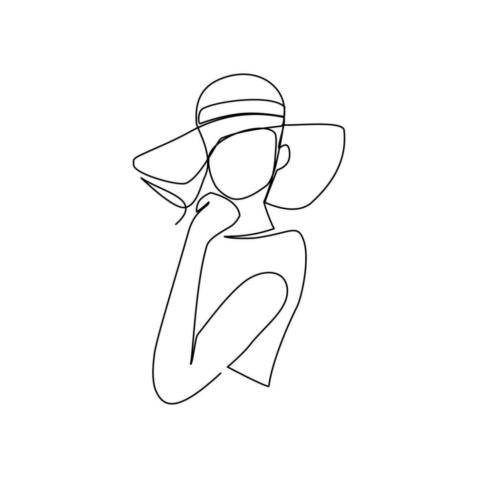 Woman drawn in line art style vector