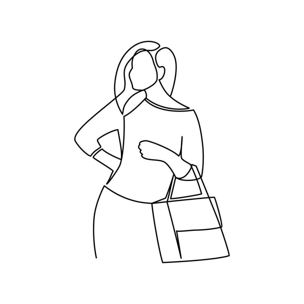 mujer con un bolso vector