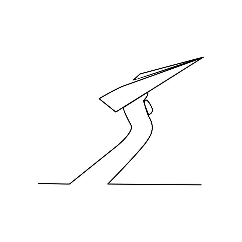 Plane drawn in line art style vector