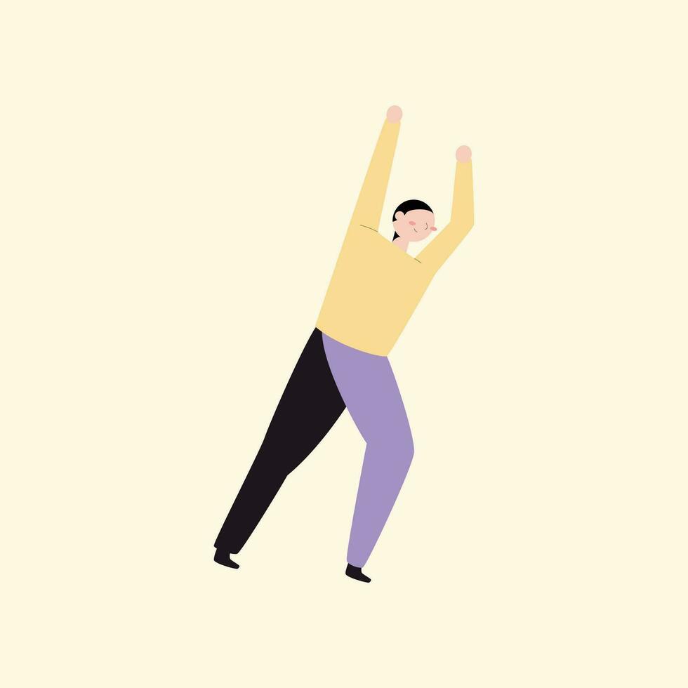 Happy man dancing in the studio. Vector illustration in flat style.