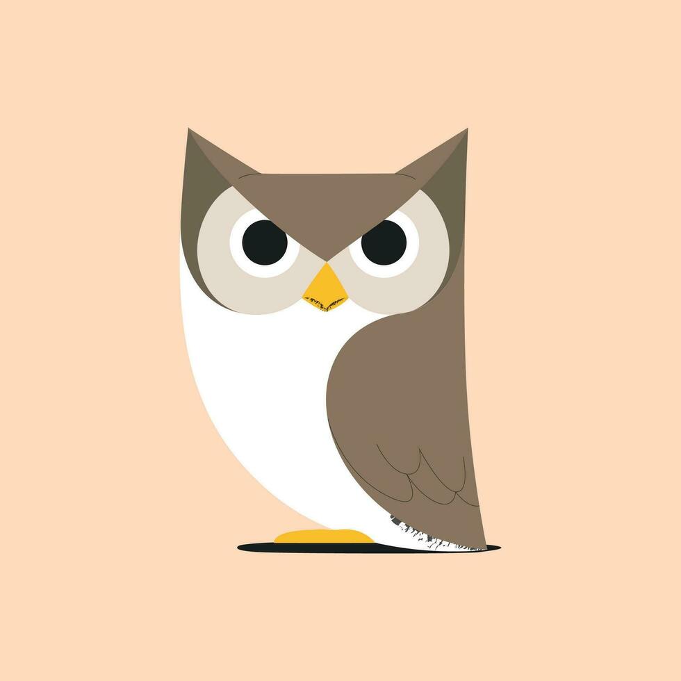 Owl flat icon. Cute cartoon character. Vector illustration.