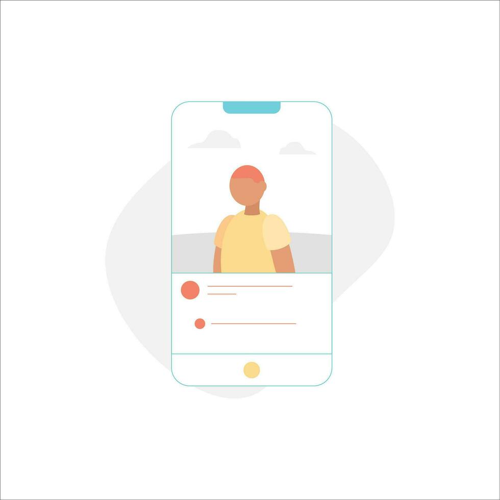 Smartphone with man face on screen. Flat style vector illustration.