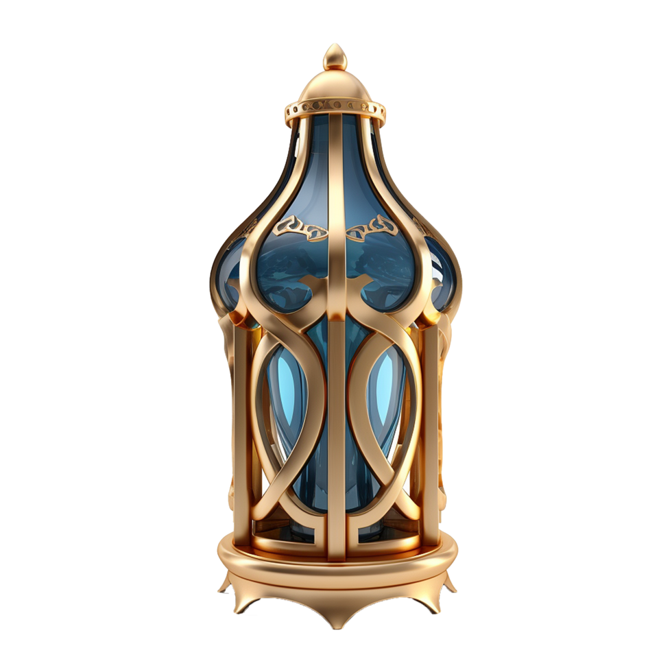 AI generated 3d render islamic lantern isolated on transparent background png