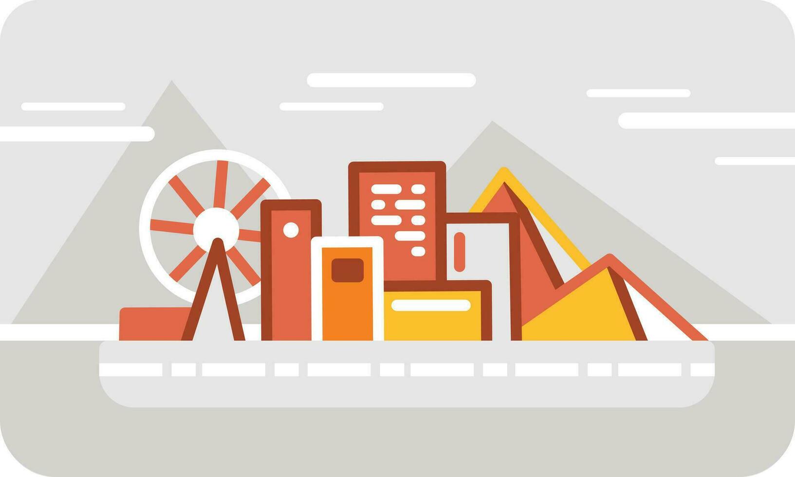Vector illustration on the theme of Egypt and pyramids in geometric flat style.