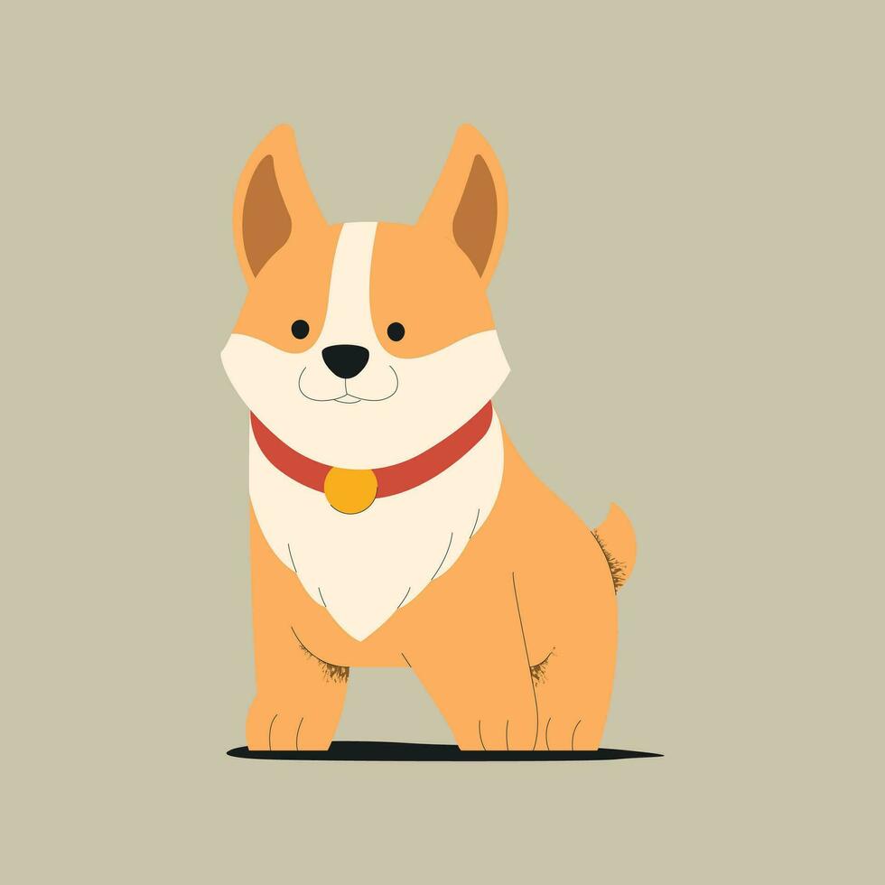 Cute cartoon welsh corgi dog. Vector illustration in flat style