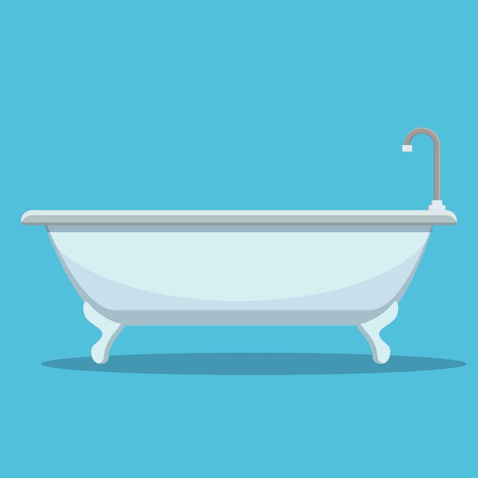 Modern bath isolated on white background. Element for design bathroom. Vector illustration in flat style