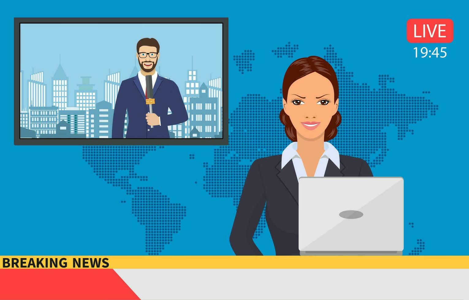 News anchor broadcasting vector