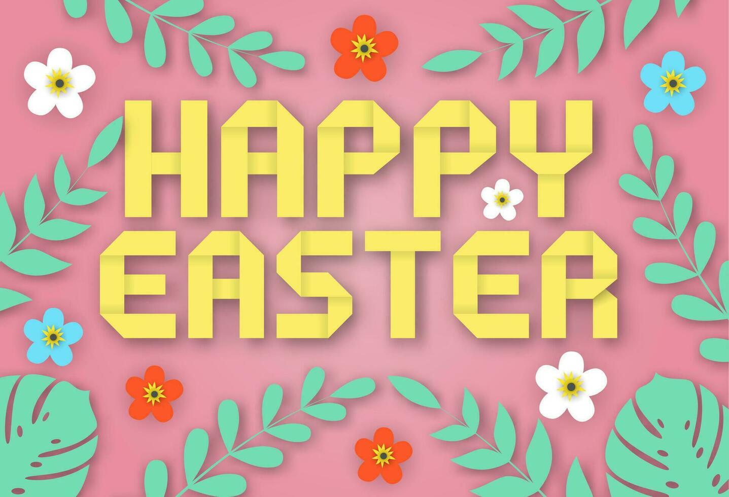 3d abstract paper cut. Happy easter banner template. Greeting Card. Spring holiday flyers, banners, posters and templates design. vector