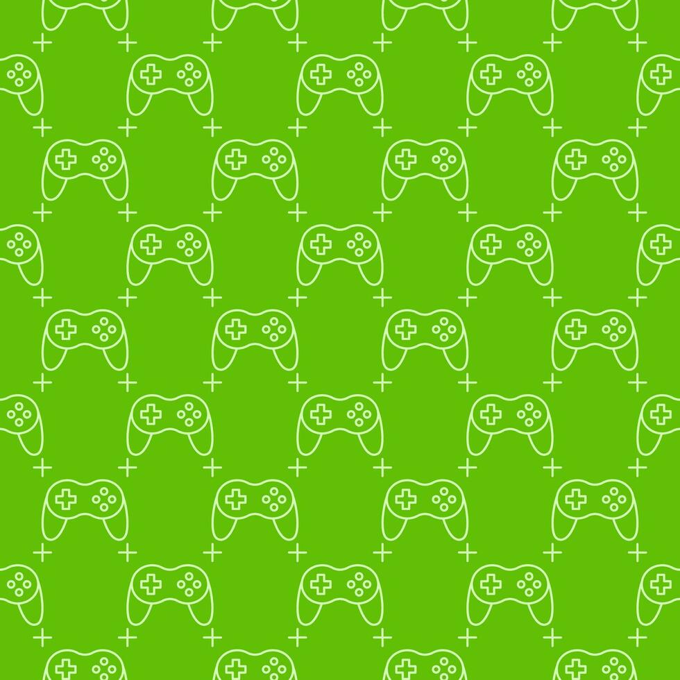 Gamepad for PC vector Wireless Game Controller green seamless pattern in thin line style
