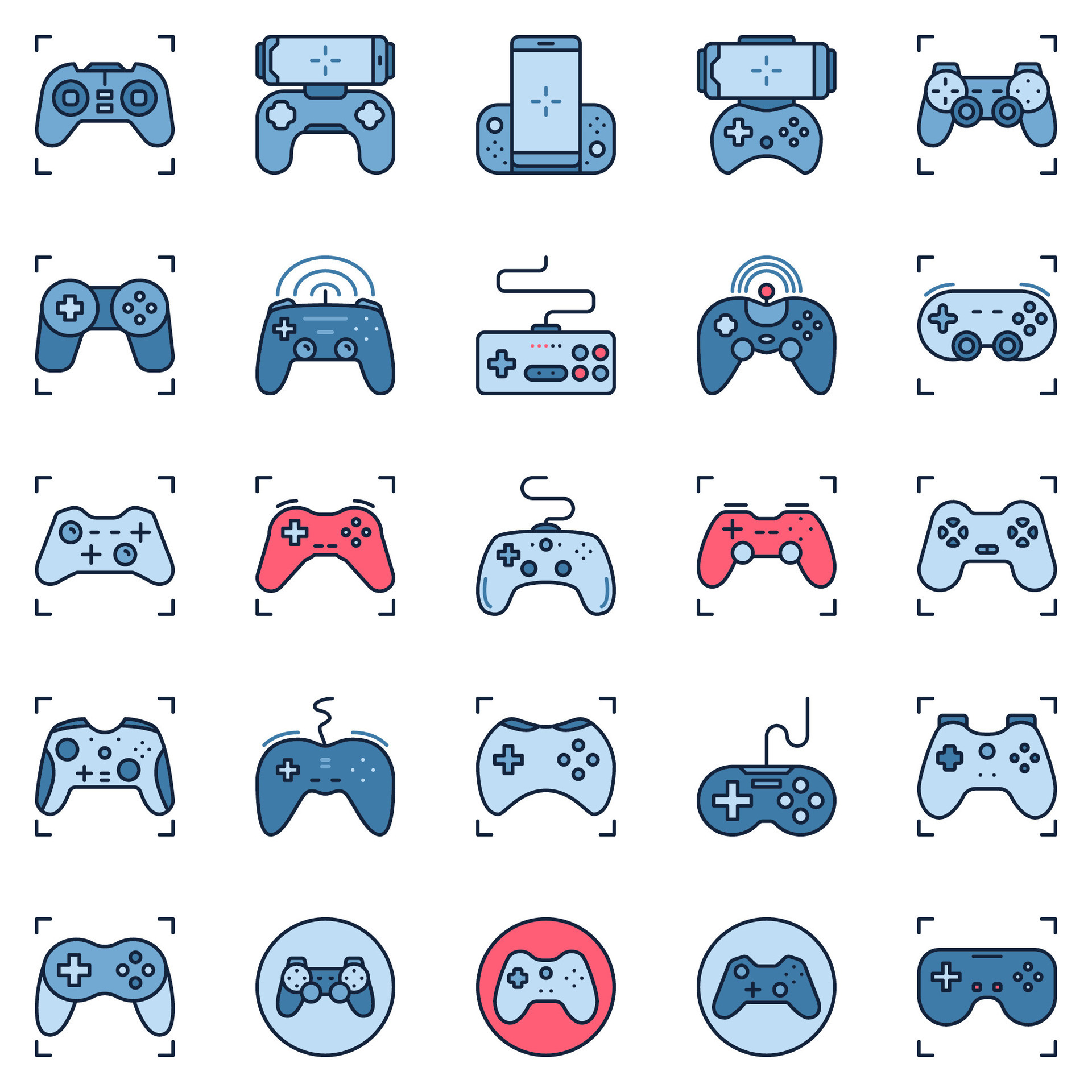 gamepad de colores íconos colocar. vídeo juego controlador señales