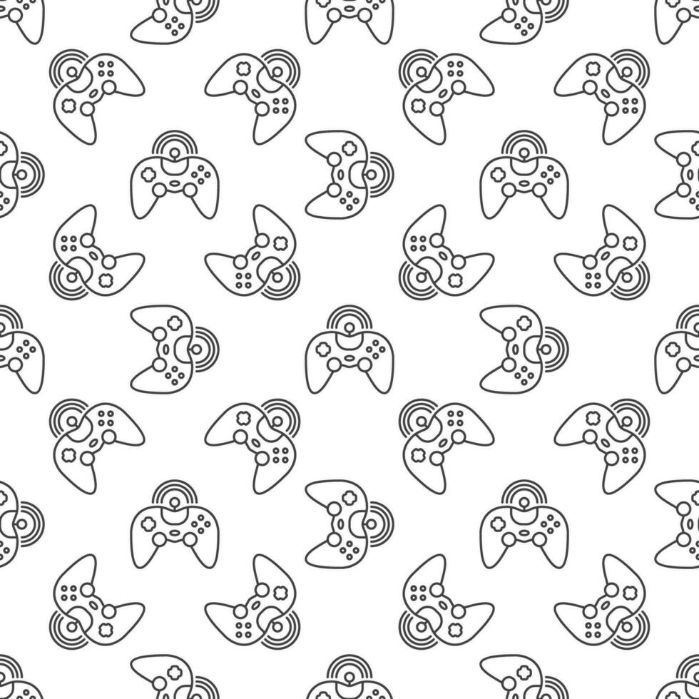 Game Controller vector Wireless Gamepad seamless pattern in outline style