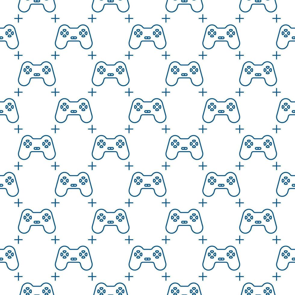 Computer Videogame Controller vector Gamepad minimal linear seamless pattern