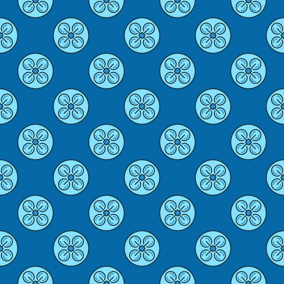 Drone vector Multirotor concept colored round seamless pattern