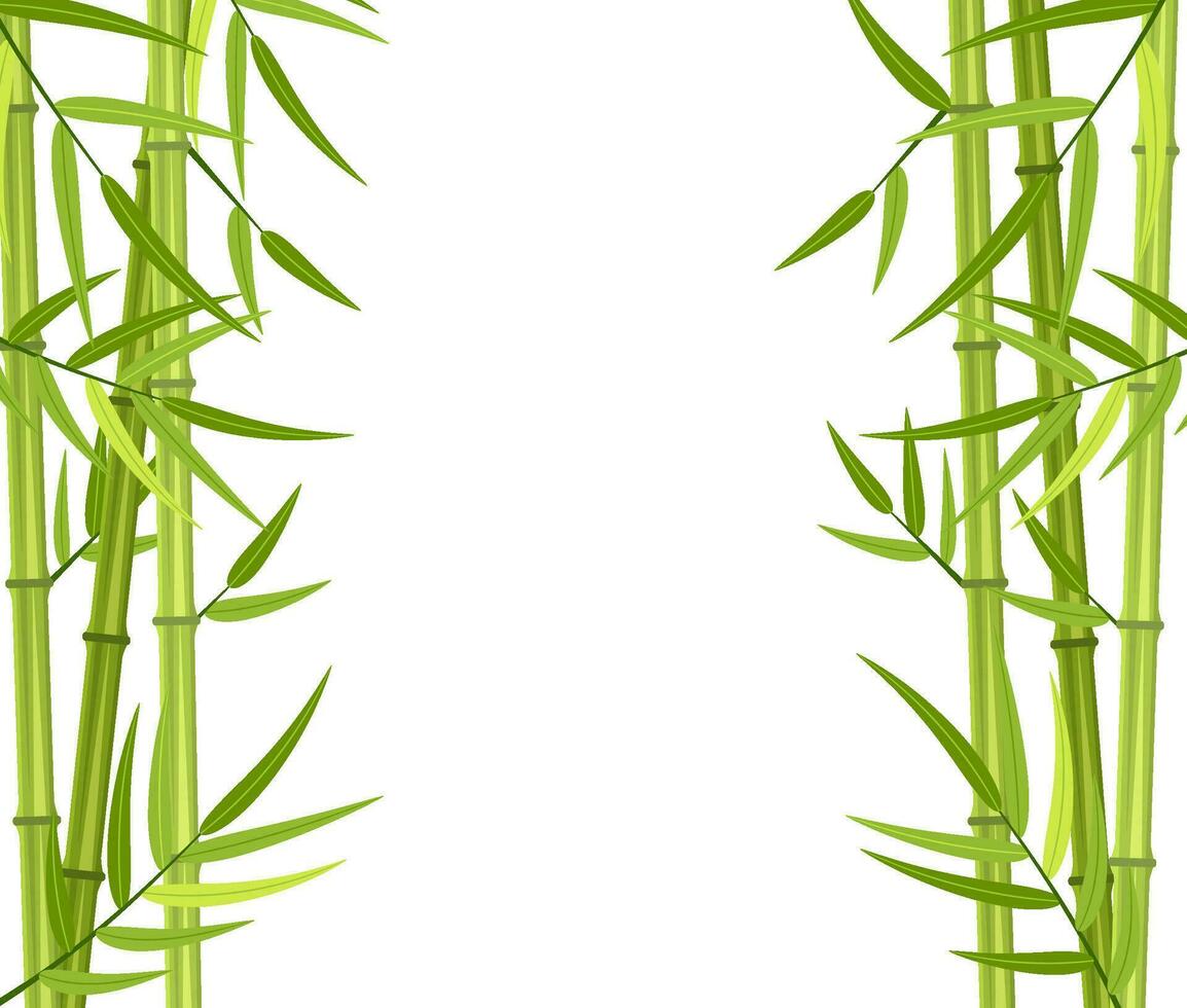vector verde bambú tallos y hojas aislado en blanco antecedentes con Copiar espacio. vector ilustración en plano estilo