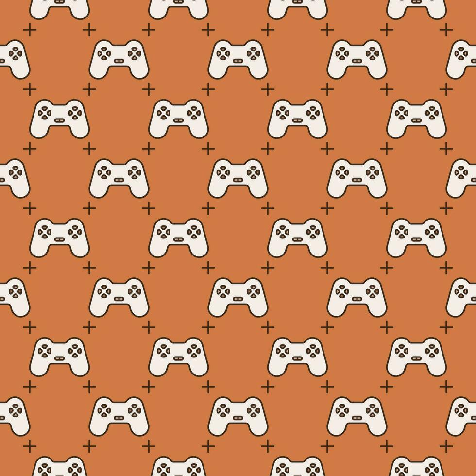 Videogame Controller vector Computer Gamepad colored retro seamless pattern
