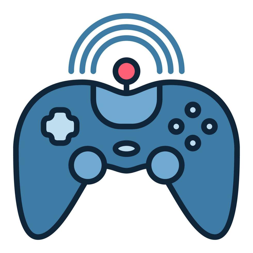 Wireless Videogame Controller vector Gamepad colored icon or sign