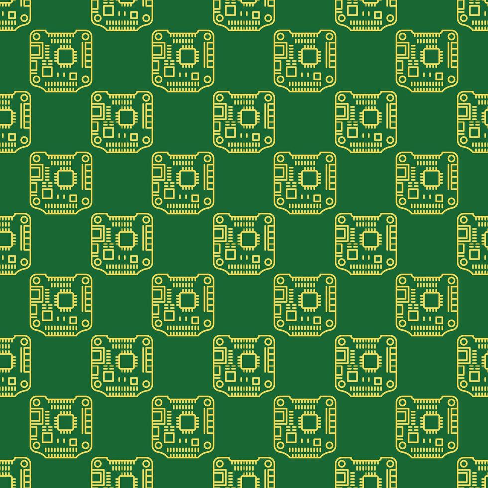 FPV Drone Flight Controller vector concept outline seamless pattern