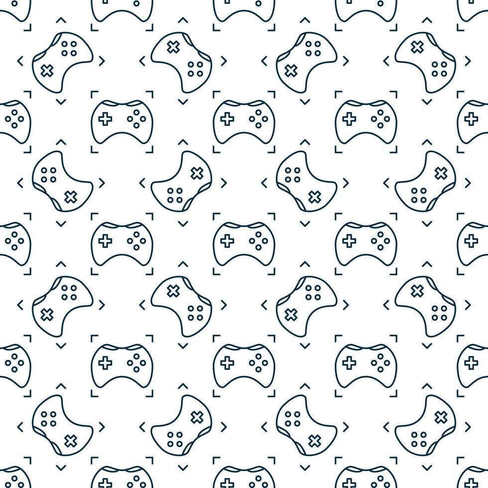 Console Videogame Controller vector Wireless Joypad linear seamless pattern