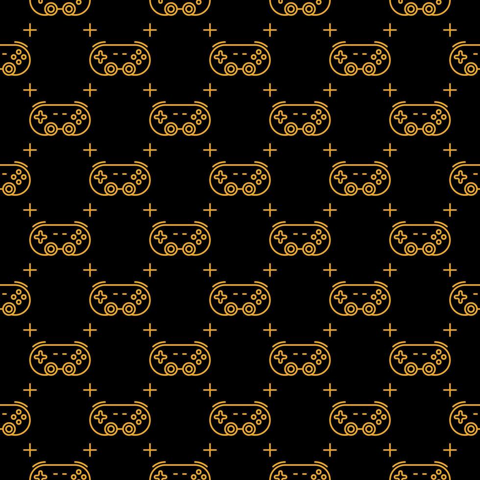 Video Game Controller or Gamepad vector dark outline seamless pattern