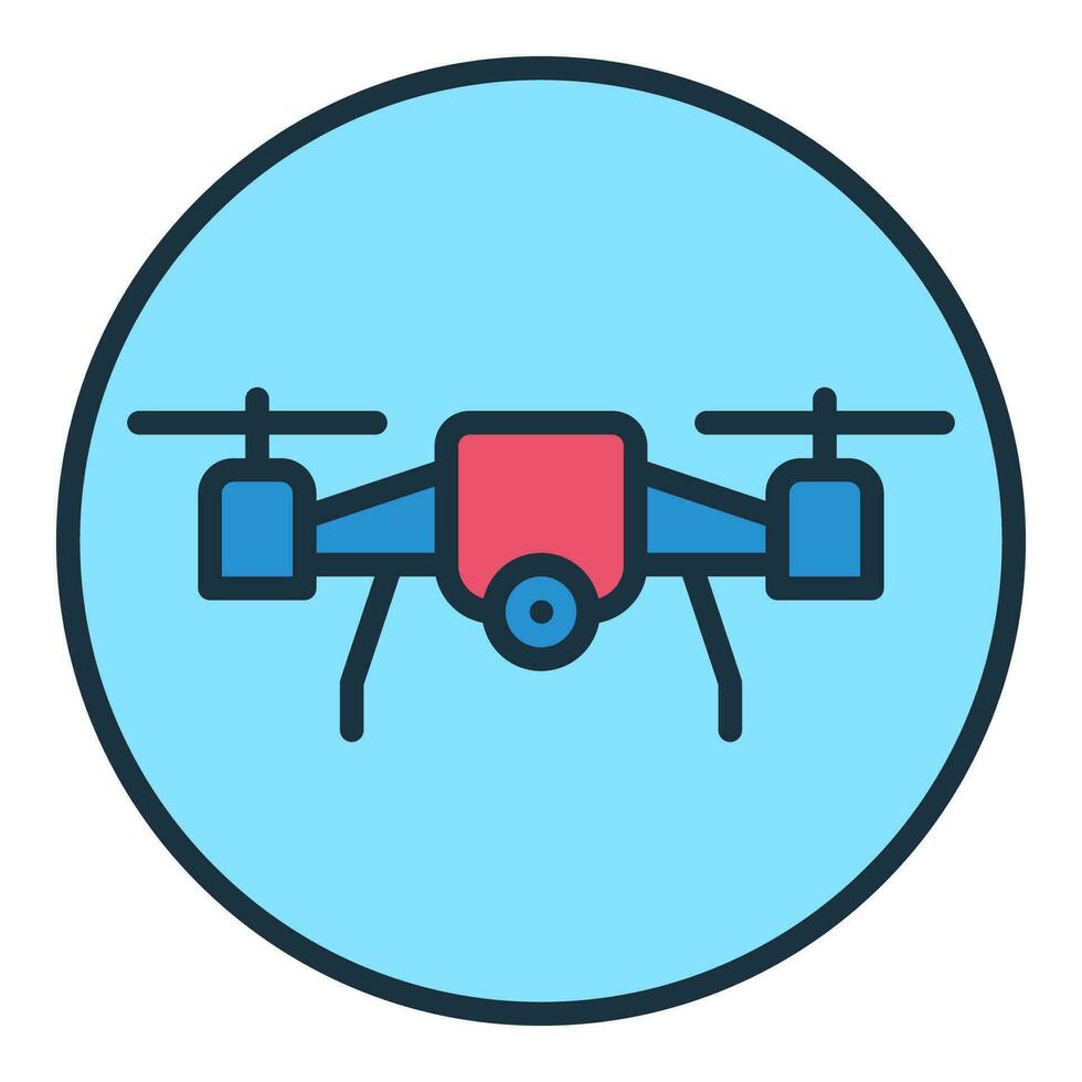 Quadrotor inside Circle vector Drone concept colored round icon