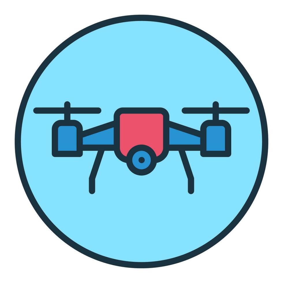 Quadrotor inside Circle vector Drone concept colored round icon