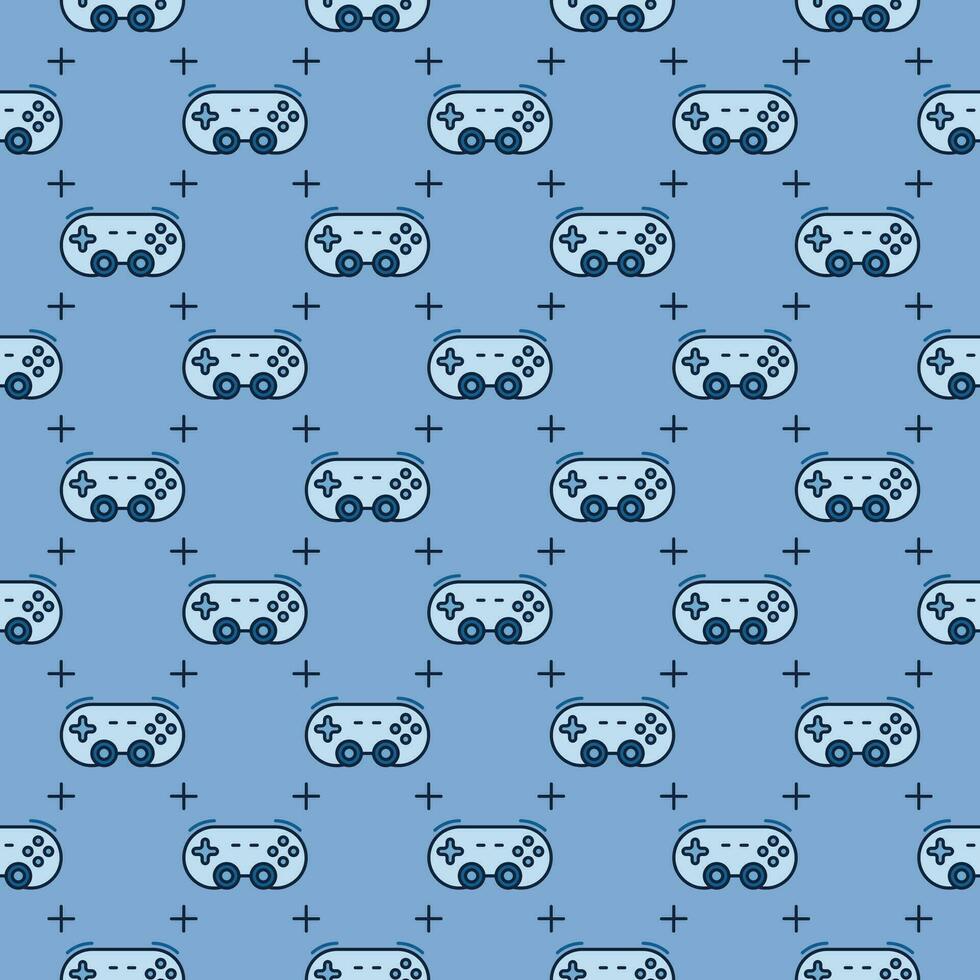Gamepad or Game Controller vector colored seamless pattern