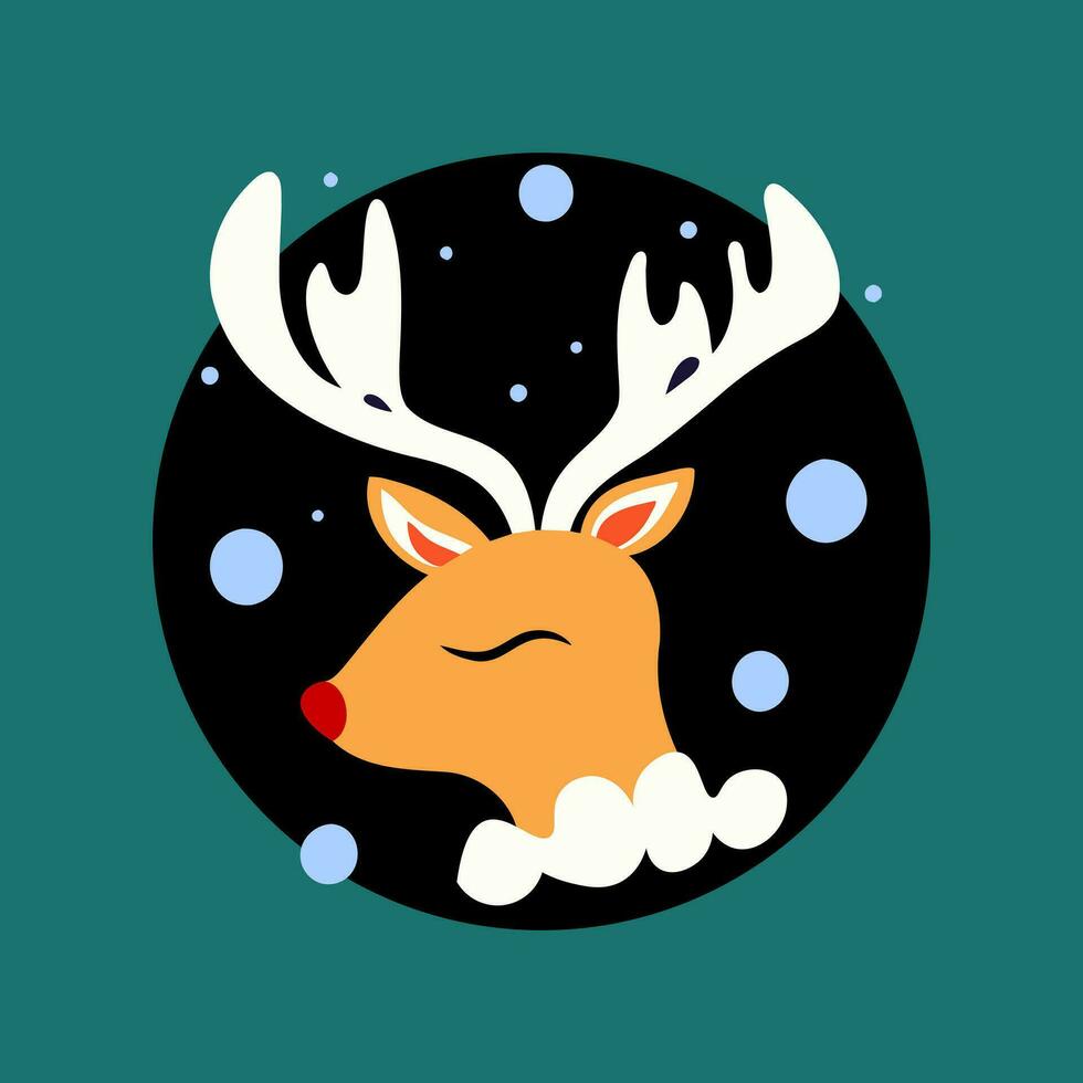 Christmas deer. Vector illustration in flat style. Merry Christmas and Happy New Year.