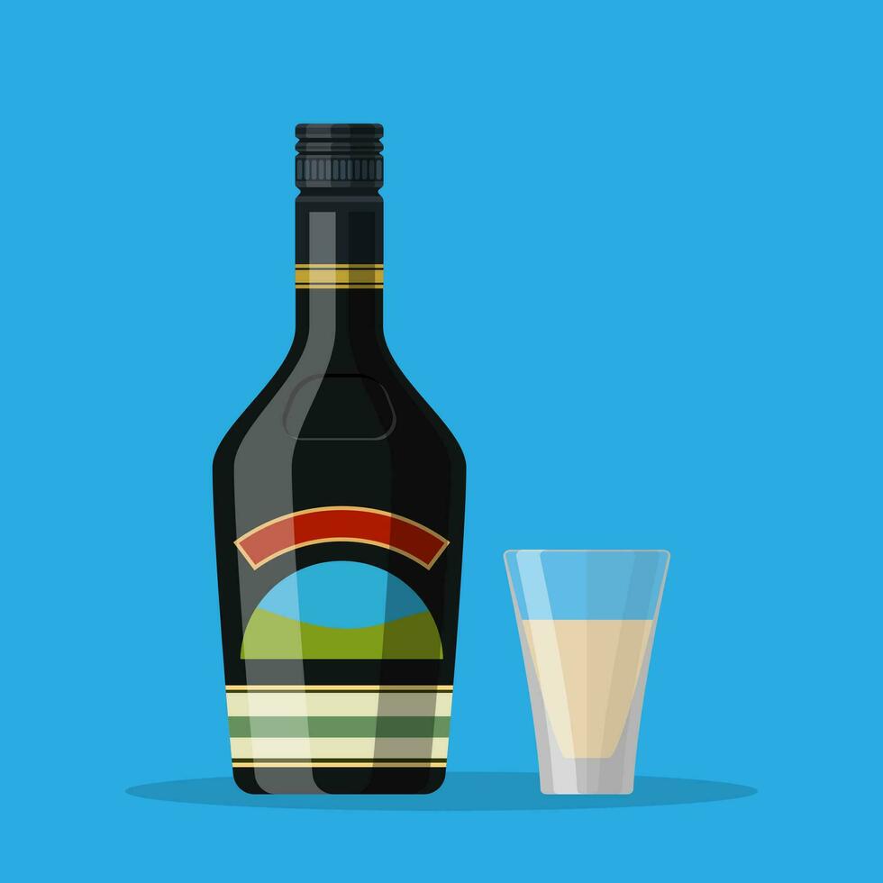 botella de chocolate café crema espíritu vector