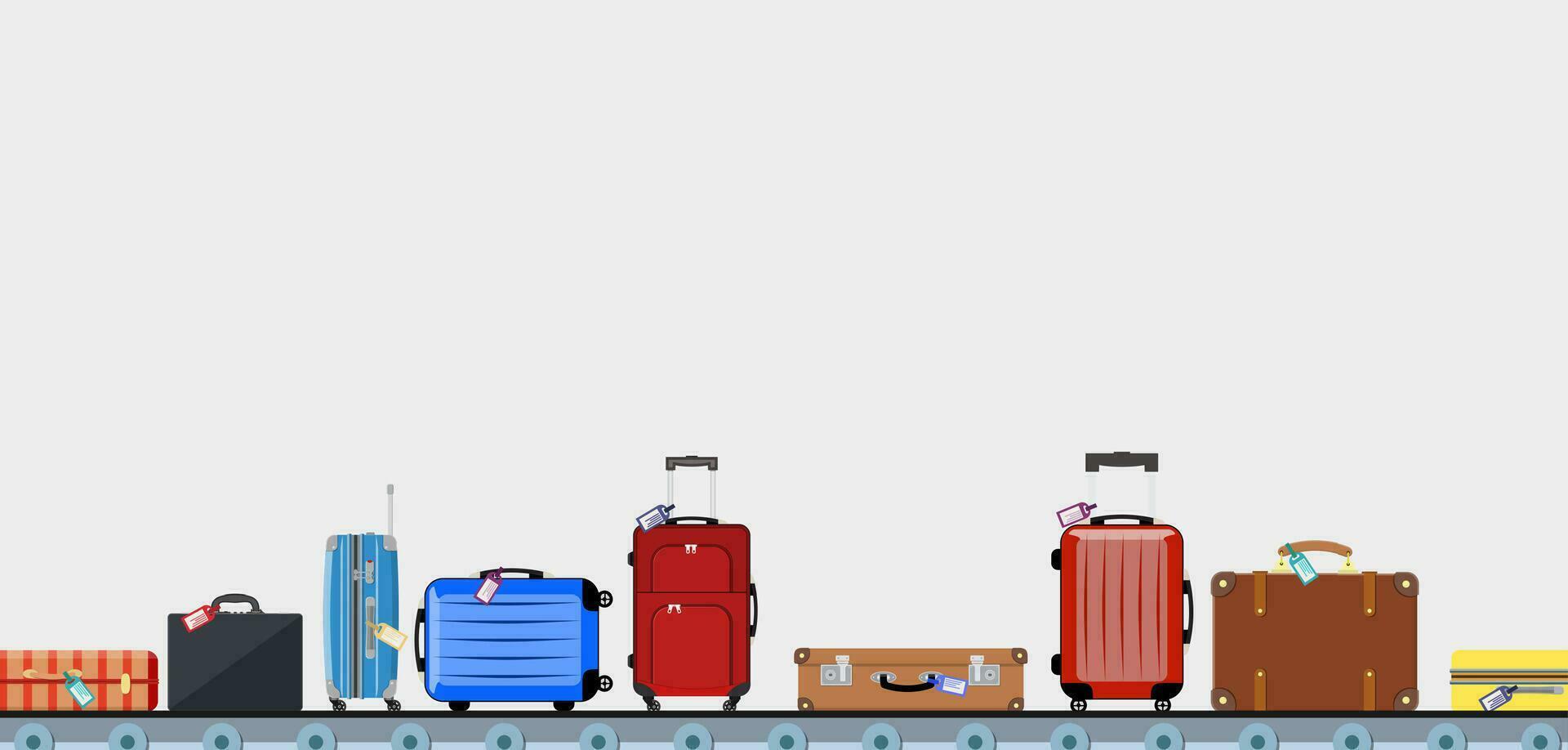 Airport conveyor belt with passenger luggage bags vector