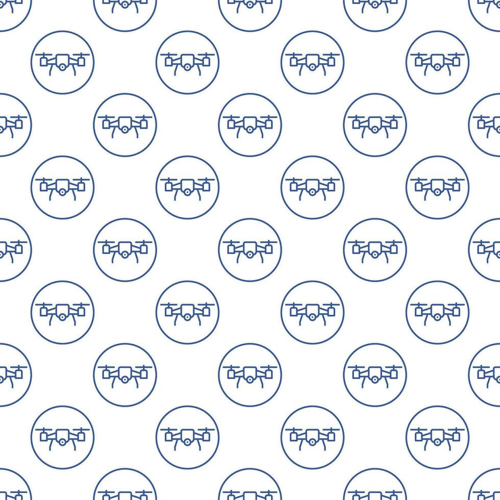 Drone inside Circle vector Quadrotor concept line round seamless pattern
