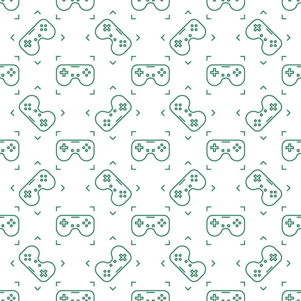 Video Game Controller vector Gaming Device for Games Lover outline seamless pattern