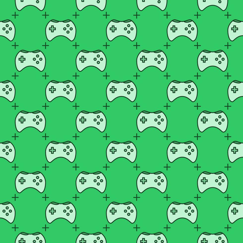 Videogame Controller vector Wireless Console Joypad green seamless pattern