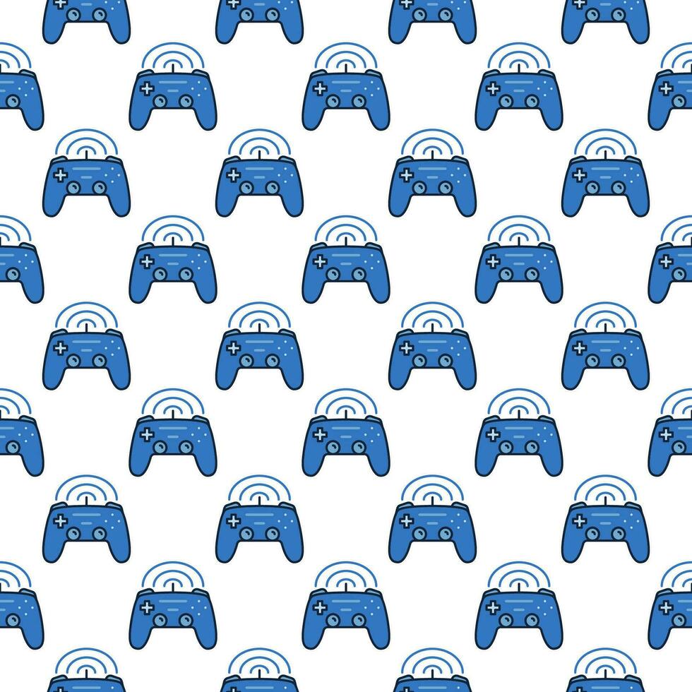 Wireless Game Controller vector Joypad colored seamless pattern