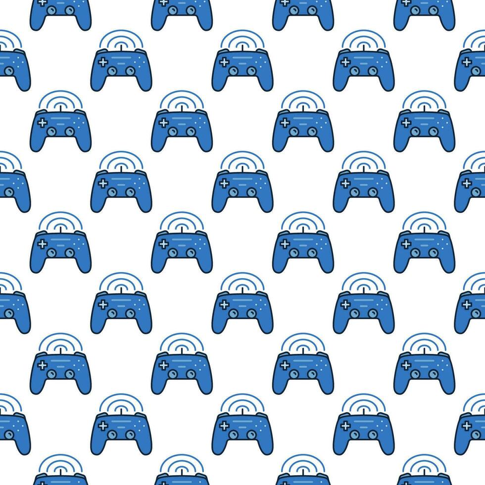 Wireless Game Controller vector Joypad colored seamless pattern