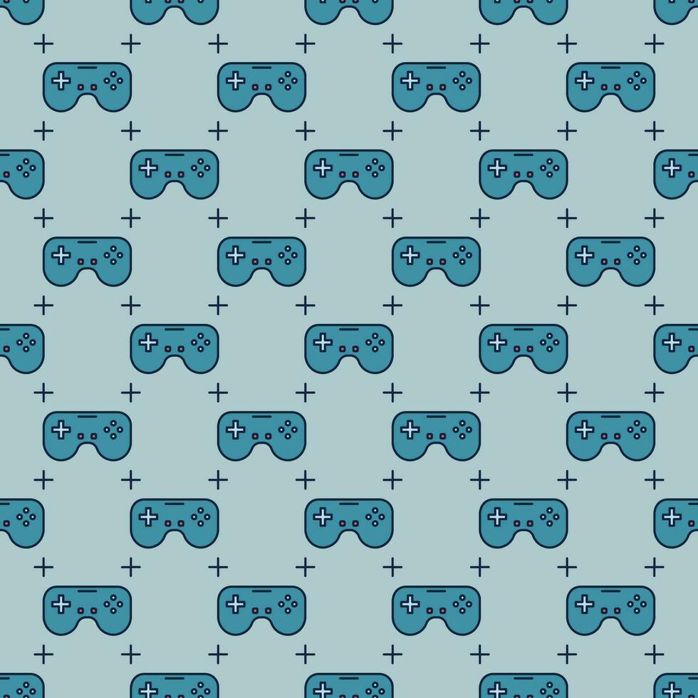 Game Controller vector Device for Video Games colored seamless pattern