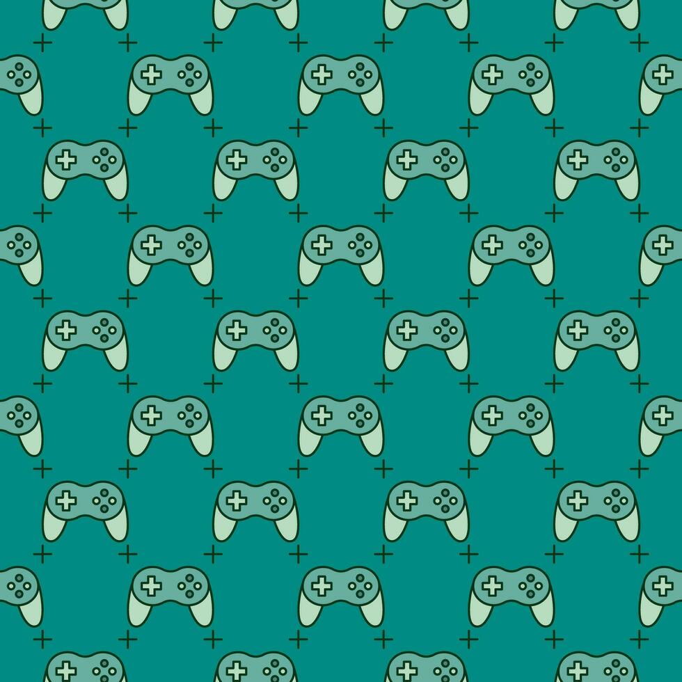 PC Gamepad vector Wireless Game Controller green creative seamless pattern