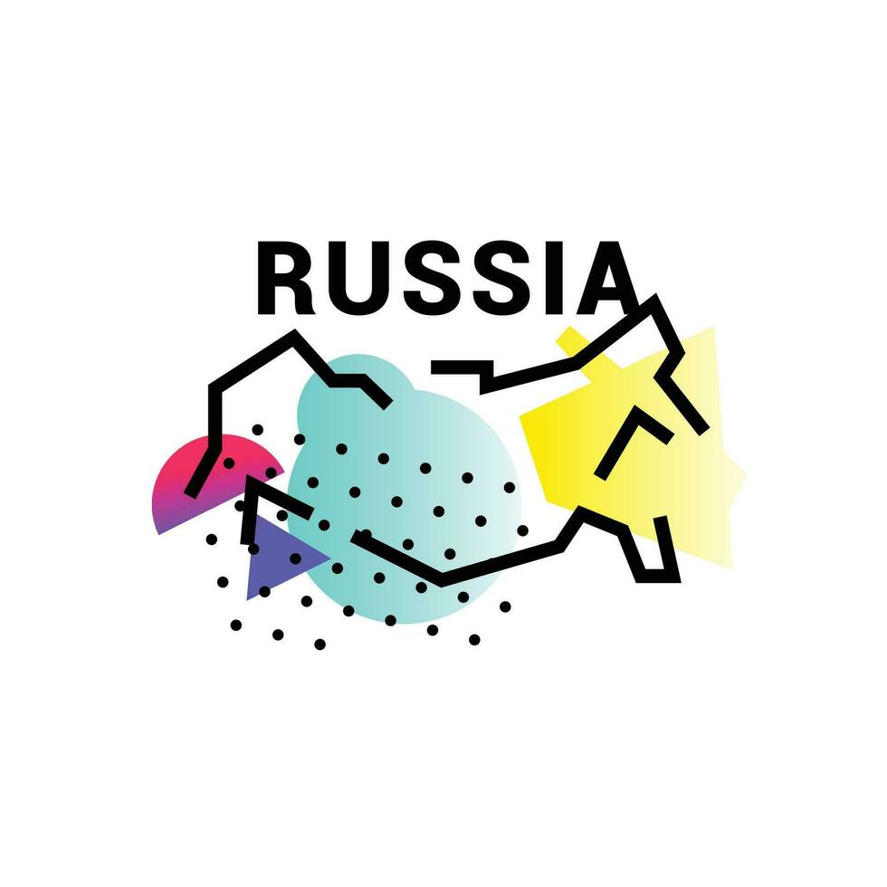Illustration of map of Russia. Vector illustration. Abstract map of Russia. In the style of the Russian avant-garde. Image is isolated on white background. Flat illustration for banner and site.