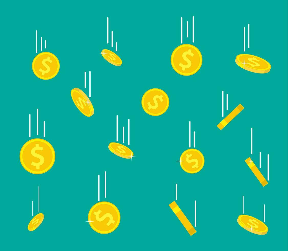 Falling gold coins. vector