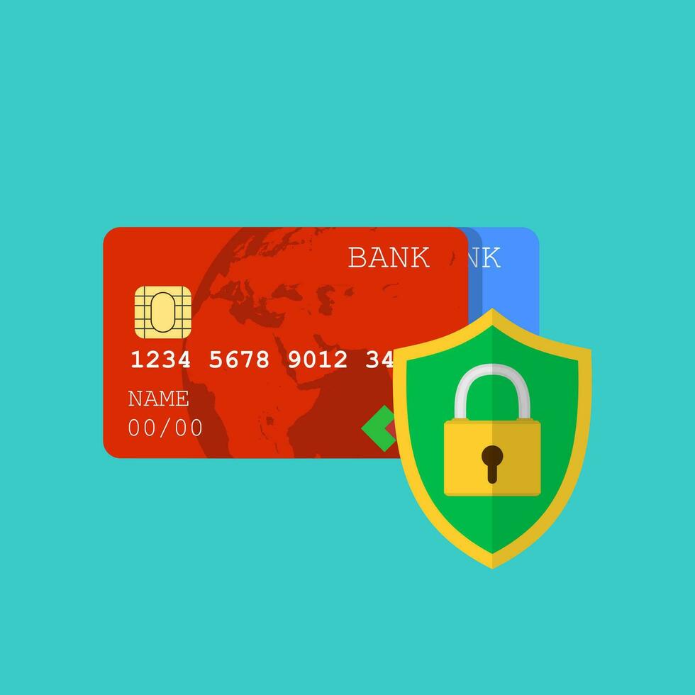 Secure credit card transaction. vector